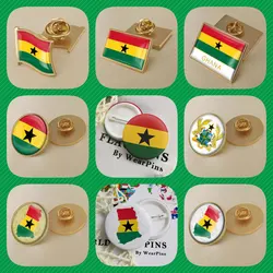 Ghana Ghanaian Map Flag National Emblem Brooches Badges Lapel Pins
