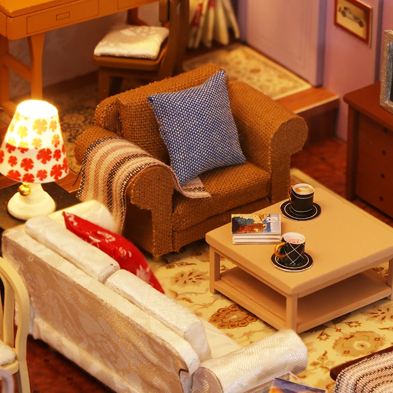 DIY Central Perk Cafe Doll Houses Wooden Dollhouse Miniature With Furniture Kit DIY Assemble Toys for Adult Girl Gift Casa