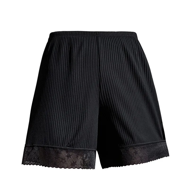 سراويل Ice Silk Se للسيدات صيفية مضادة للضوء ومزخرفة بالدانتيل، سراويل منزلية ممزقة قبل الملابس الخارجية