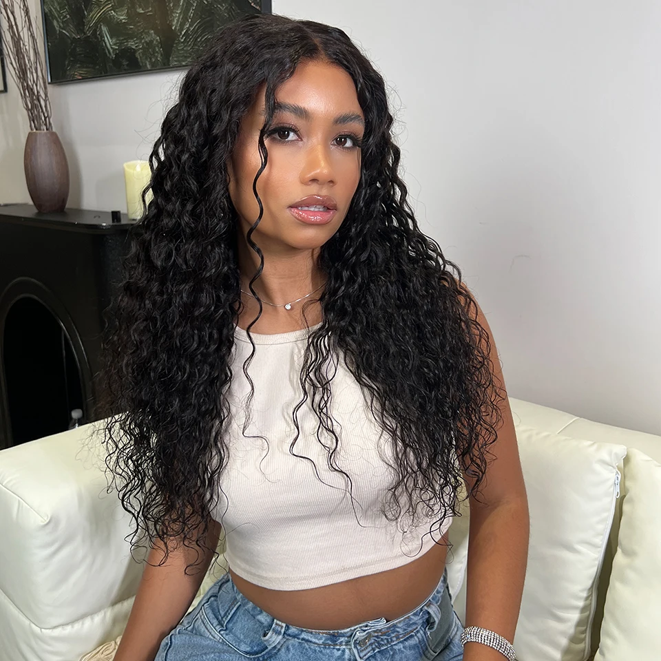 

24 Inch U Part Human Hair Wigs For Women Deep Wave Curly Brazilian Hair Wigs 100% Real Ready To Wear V Part Curly Hair Wigs