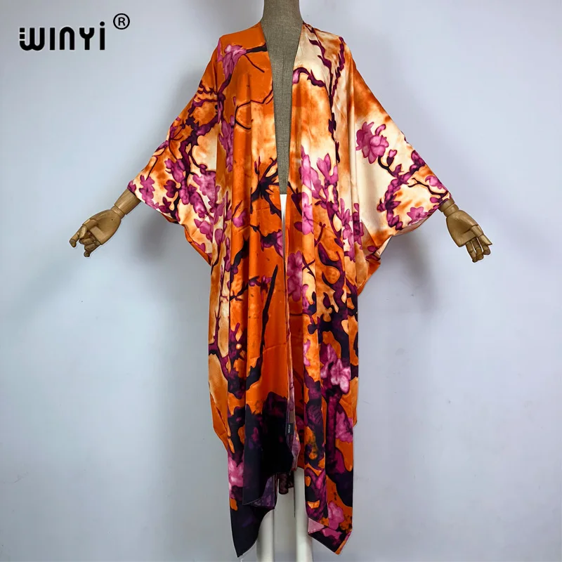 Winyi Kimono Boho Print Kaftans Strandkleding Cover-Ups Elegant Vest Elegant Vakantie Strandofits Voor Dames Vestidos Купальник