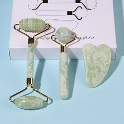 Masajeador Facial de Jade Natural, piedra Gua Sha, tablero Facial, Acupoint, cuidado de los ojos, herramienta de masaje de SPA, visera de masaje