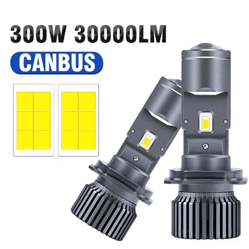

2 pcs H4 LED Projector Lens Headlight Automotive LED Headlight Canbus 6000K High/Low Beam Bulb w/Turbo Fan 22000LM 90W For Car/M