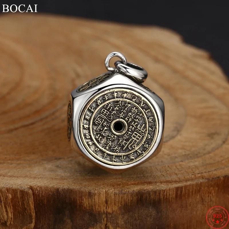 

BOCAI S925 Sterling Silver Pendants for Women Men Mountain Spirit Coun the Eight Diagrams Pattern Charms Jewelry Wholesale