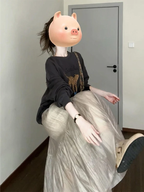 

Большой размер, свободный крой, длинный светящийся длинный комплект для женщин, удобный дышащий повседневный комплект, осенне-зимняя коллекция