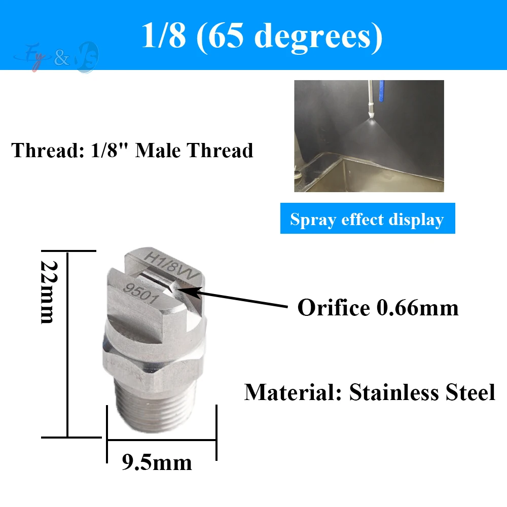 

HVV Stainless Steel Industrial Fan V-shaped Nozzle 1/8 1/4 Inch, Flat Jet Water Spray Cleaning, Car Wash/factory Cleaning
