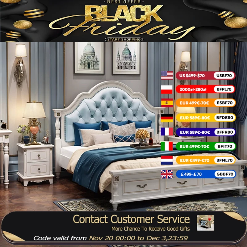 

Princess Wood Modern Double Bed Mattress Set Luxury Girls Adults Double Bed Loft Queen High Cama Doble Bed Room Furnitures