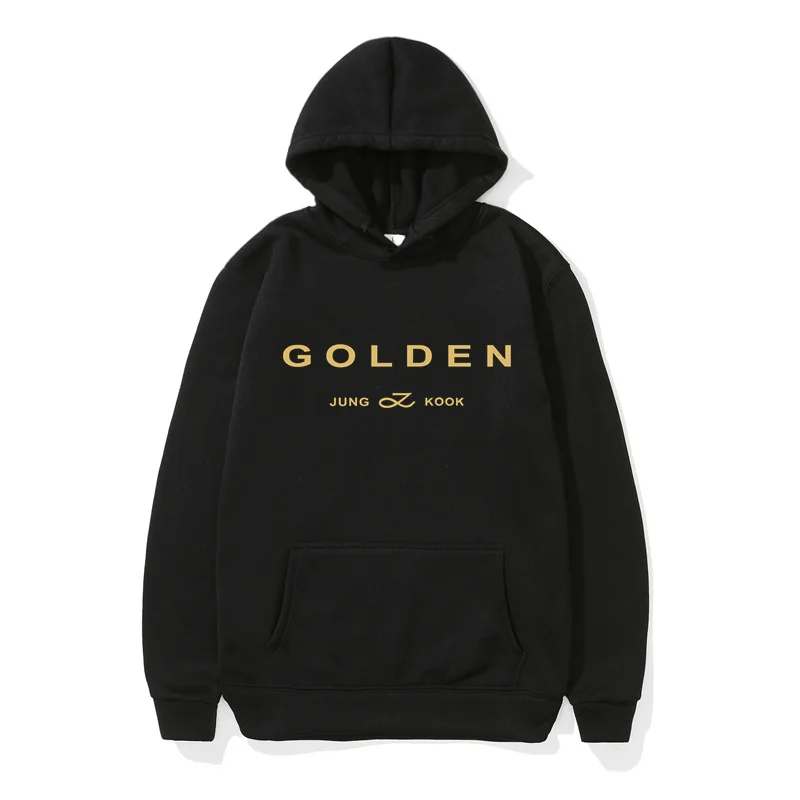 JungKook Golden felpa con cappuccio donna estetica in piedi accanto a te felpe con cappuccio Album Unisex lettera stampa pullover dorati felpe corea