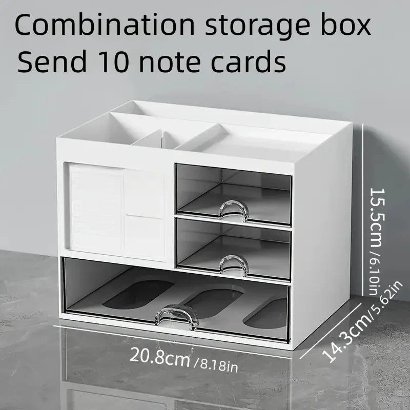 Imagem -05 - Multifuncional Desktop Storage Box Gaveta Simples Pen Holder Papelaria Student Escritório Rack de Grande Capacidade