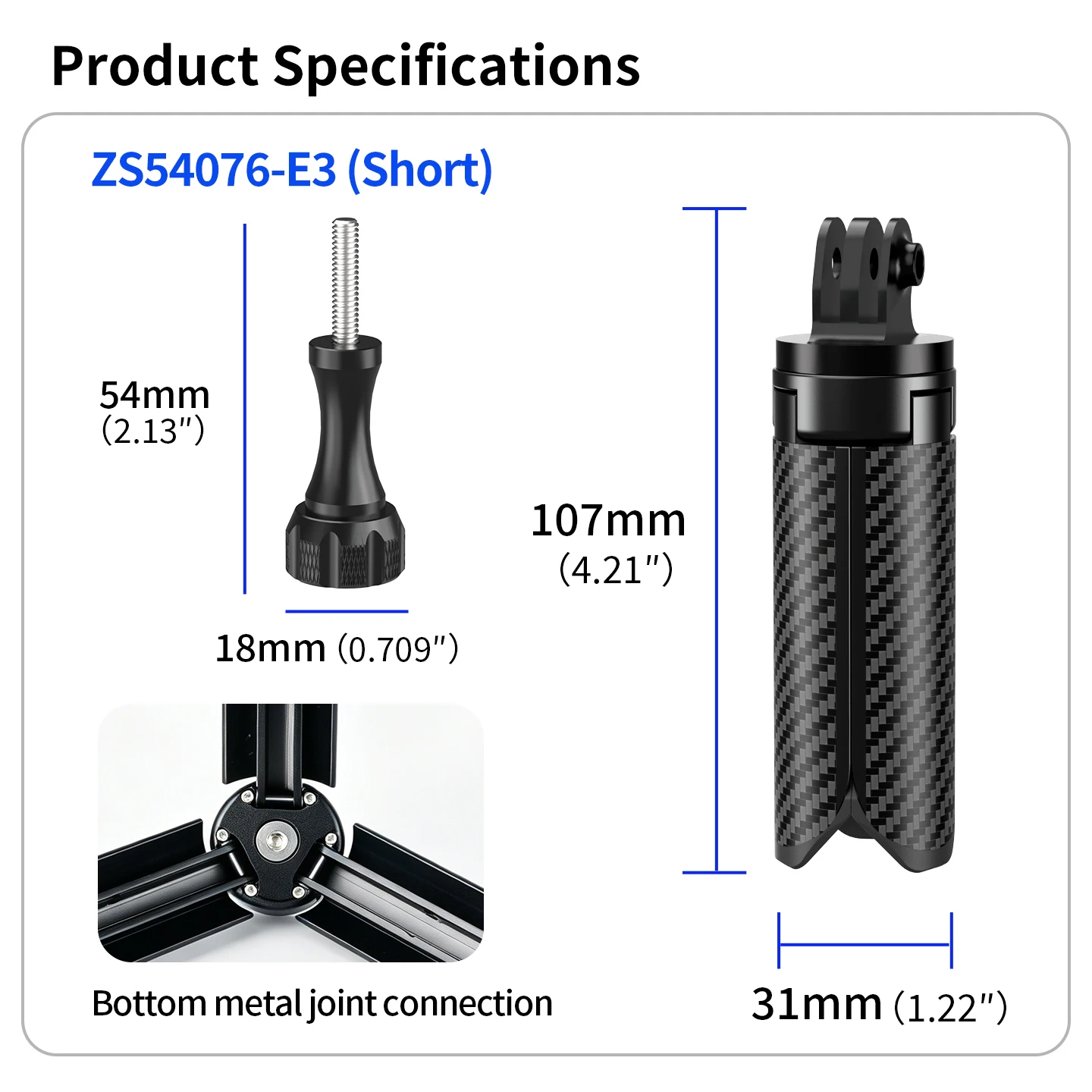 Aluminium-Desktop-Stativ mit Dämpfung, rutschfesten Fußpolstern für Telefon-Vlogs, stabile Unterstützung für Insta360 GoPro DJI Gimbal-Kamera – Detail 13