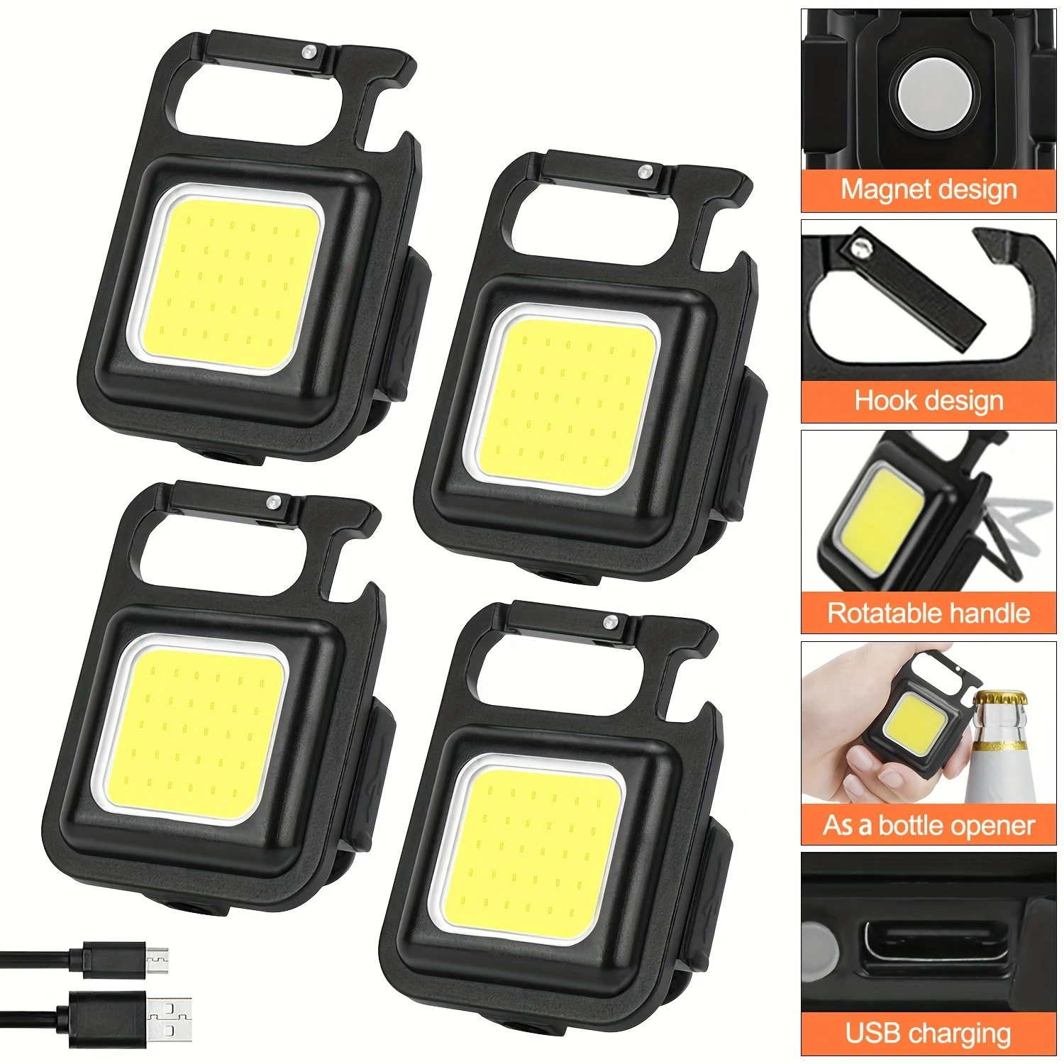 Energize your Nightly Adventures with this Portable Mini USB Rechargeable COB Work Lamp Torch Set featuring a Compact Design and