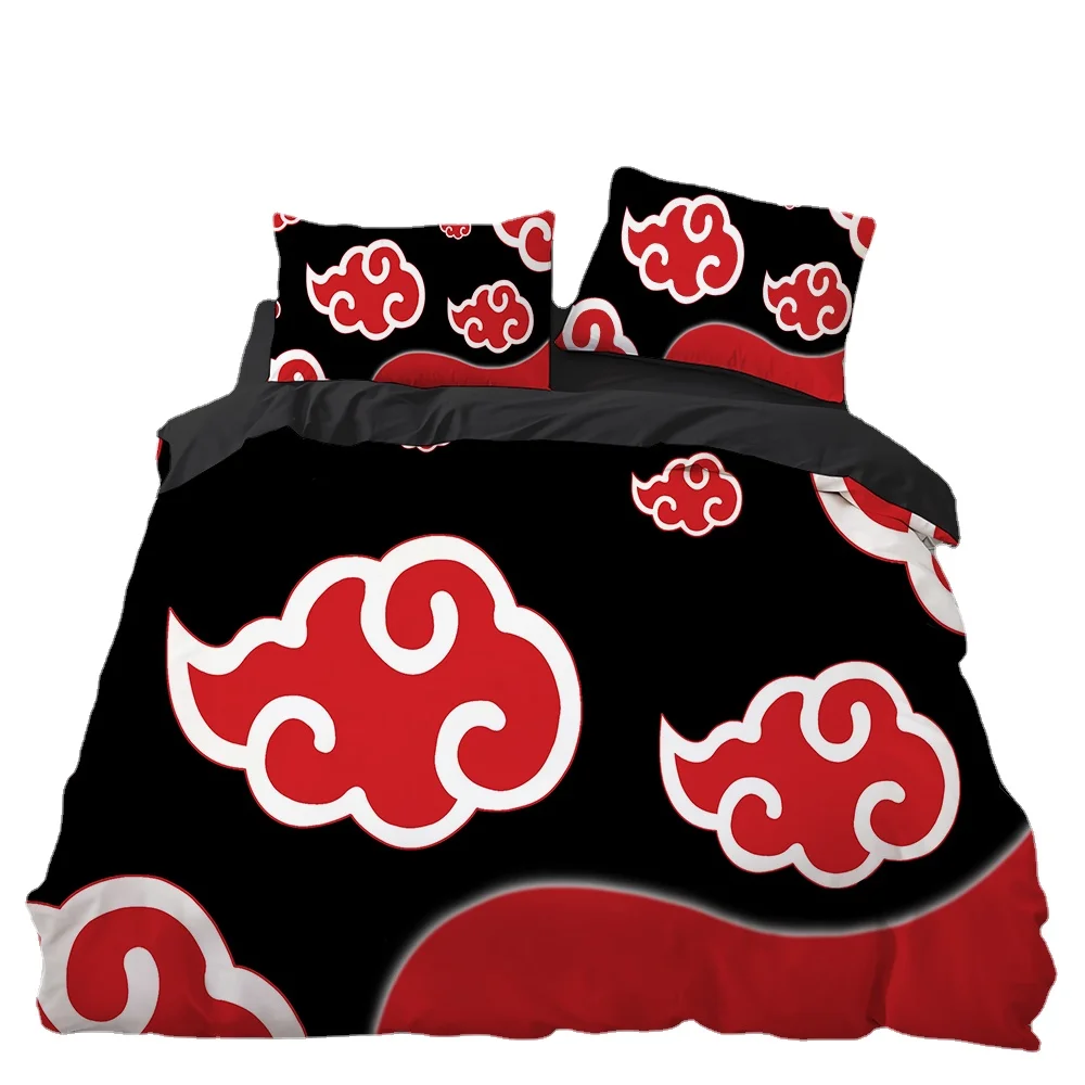 Anime Akatsuki Bedding Set N-NarutoS Duvet Cover 3D Cartoon Sasuke Kakashi Bed Bedroom Duvet Cover Bedding Suit Kids Gift