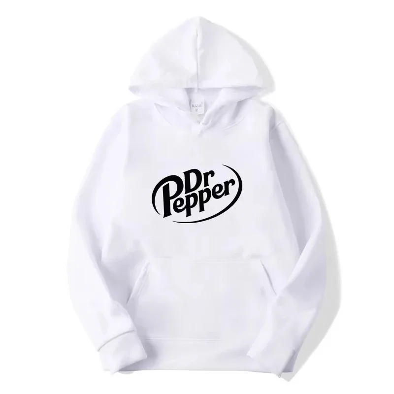 2025 Autumn Warm Dr Pepper Letter Printed Hoodies Street Men Fashion Fleece Sweatshirts Casual Unisex Pullover Tops Fashion Tre