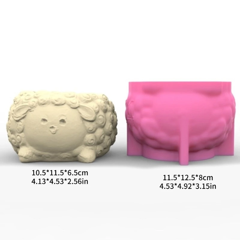 Molde silicona único, moldes para macetas flores 3D, soporte para bolígrafo con forma oveja bonita, molde DIY