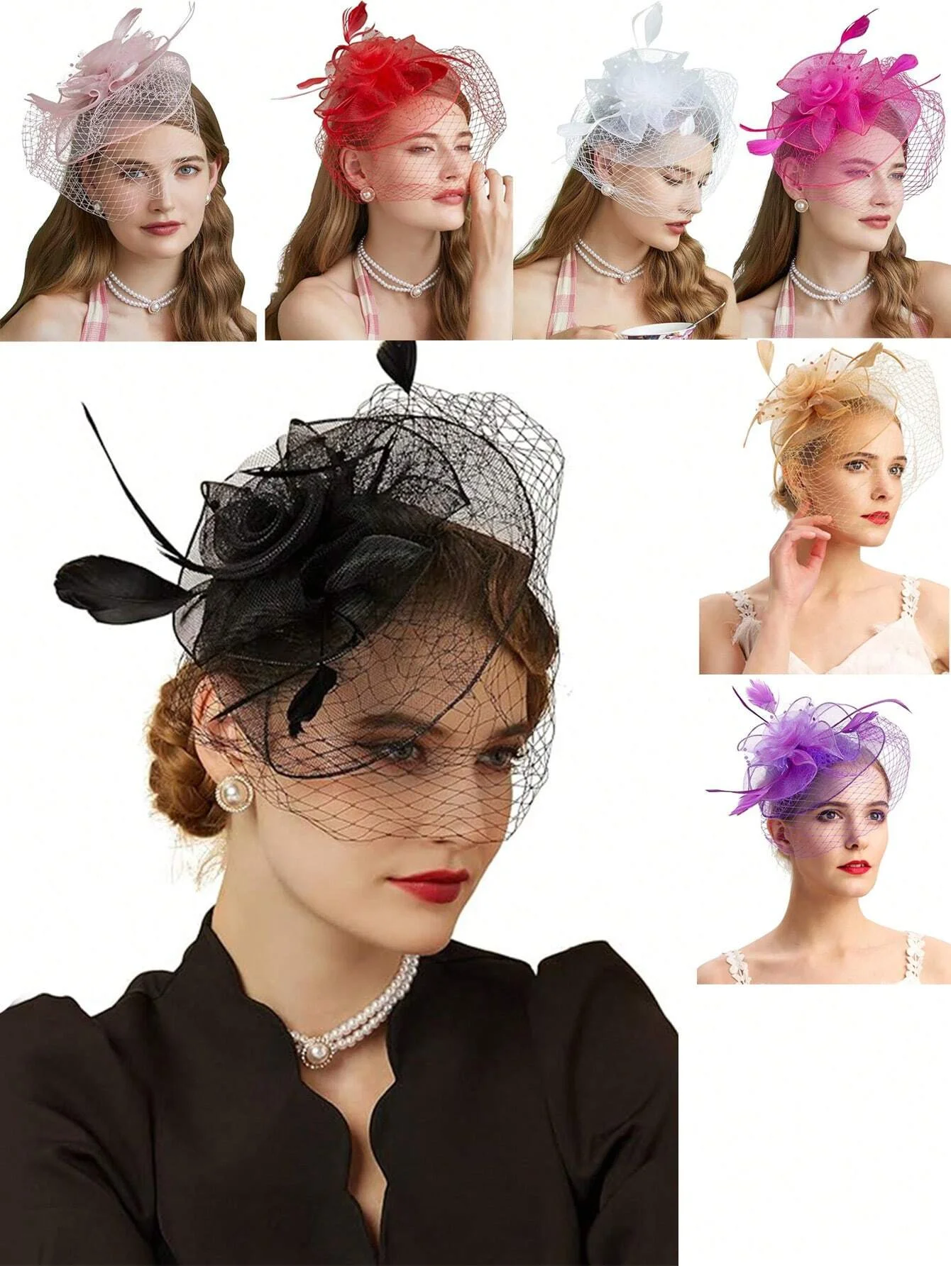 Fascinators Hats 20s 50s Hat Pillbox Hat Tea Party Headwear With Veil For Girls And Women,Christmas Accessories