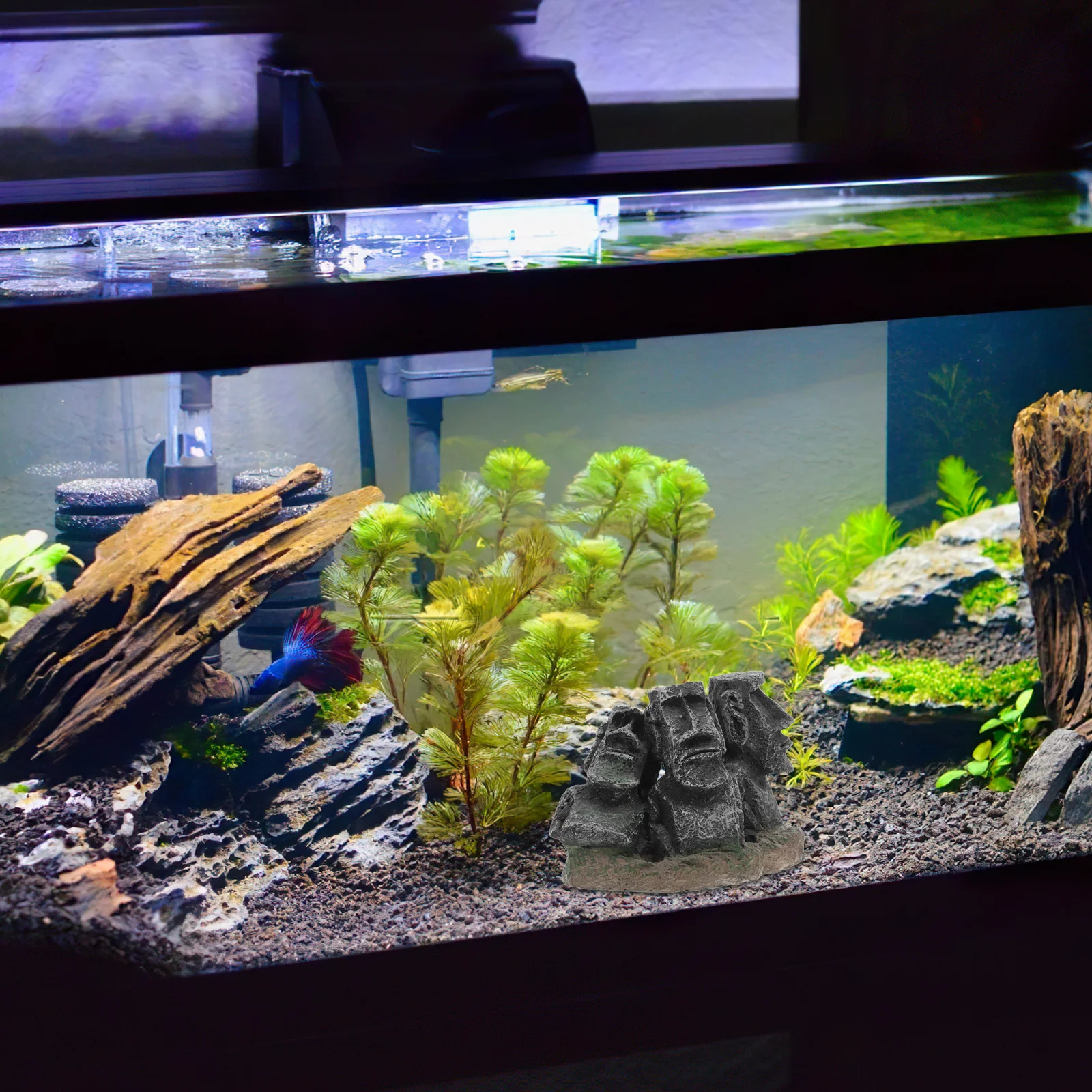 

Fish Tank Zen Landscape Ancient Roman Egyptian Statues Resin Aquarium Decoration Moai Sculpture Safe