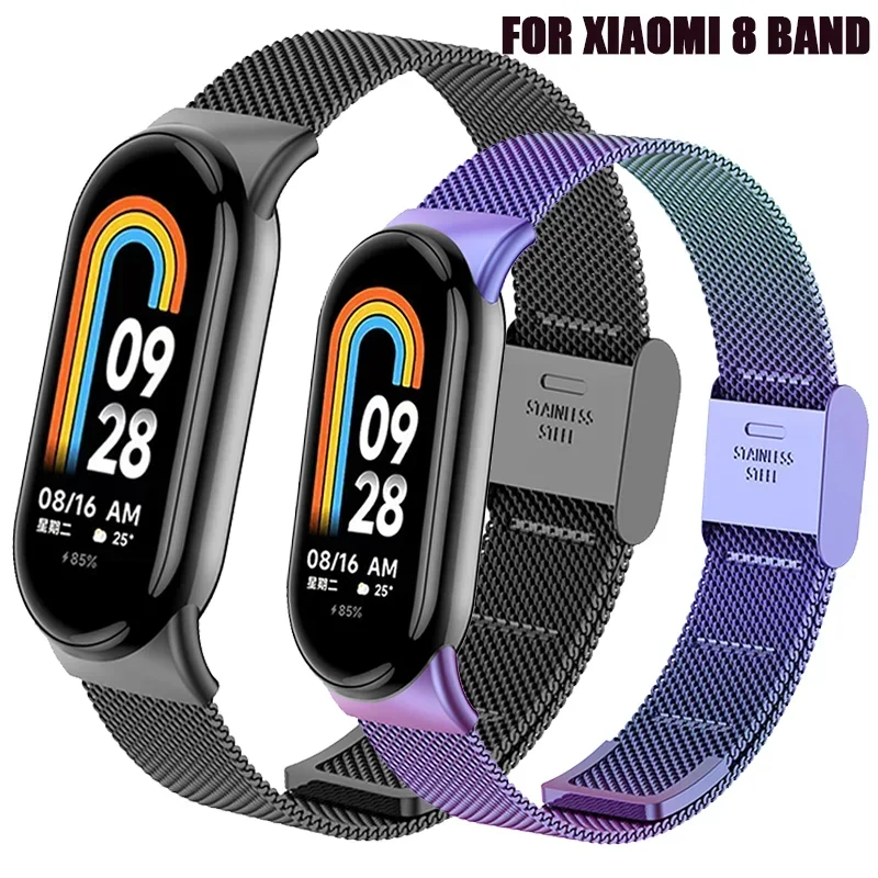 Correa de Metal de acero inoxidable para Xiaomi Mi Band 8, pulsera inteligente, accesorios de repuesto, reloj inteligente