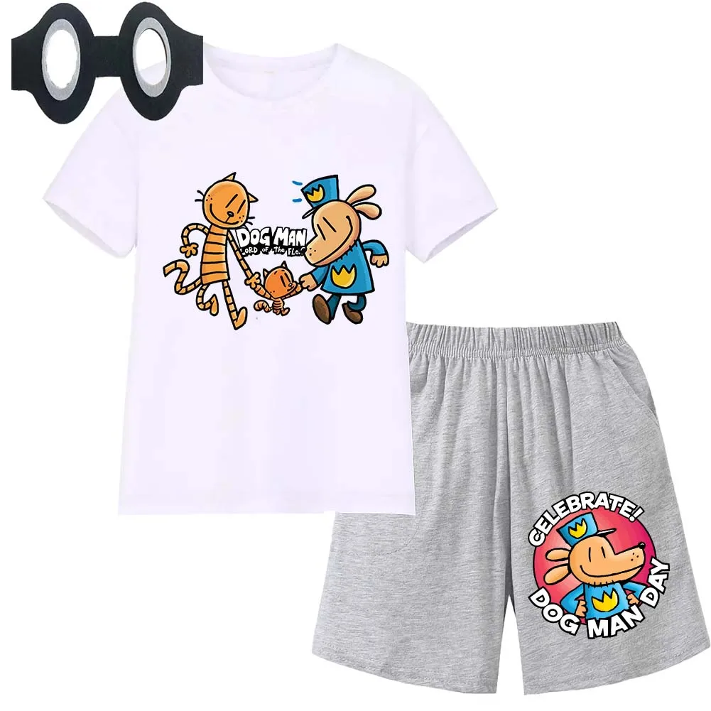 Hot Sale Cartoon Kids TShirt Shorts Mask 3PCS Captain Underpants DogMan Baby Boys Girls Clothe Summer Children Cotton T-Shirt