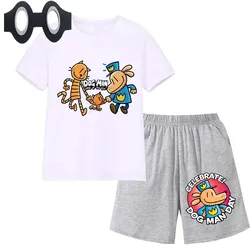 Hot Sale Cartoon Kids TShirt Shorts Mask 3PCS Captain Underpants DogMan Baby Boys Girls Clothe Summer Children Cotton T-Shirt