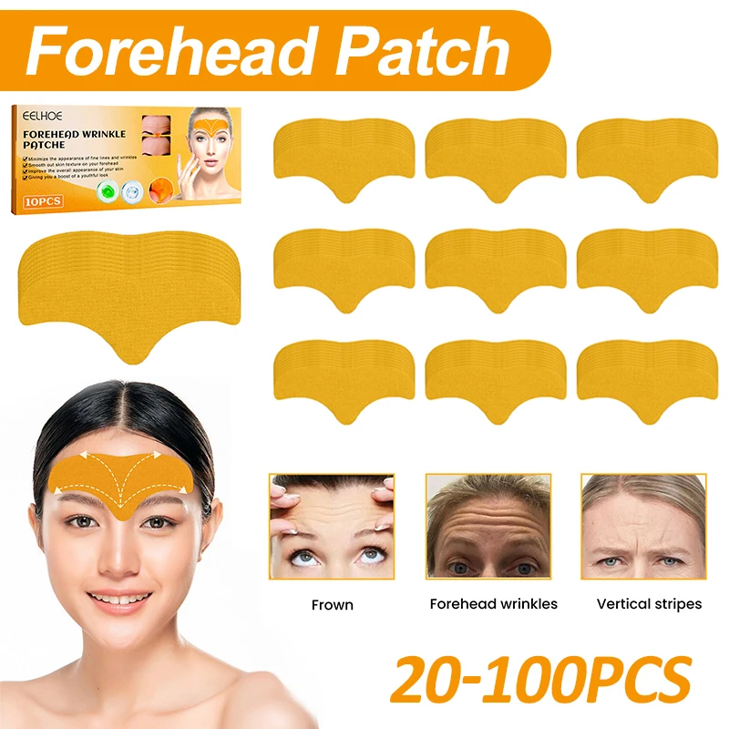 100-10pcs Collagen Forehead Wrinkle Patch Face Mask Head Lines Remover Masks Lifting Anti-Aging Stickers Skin Care Beauty