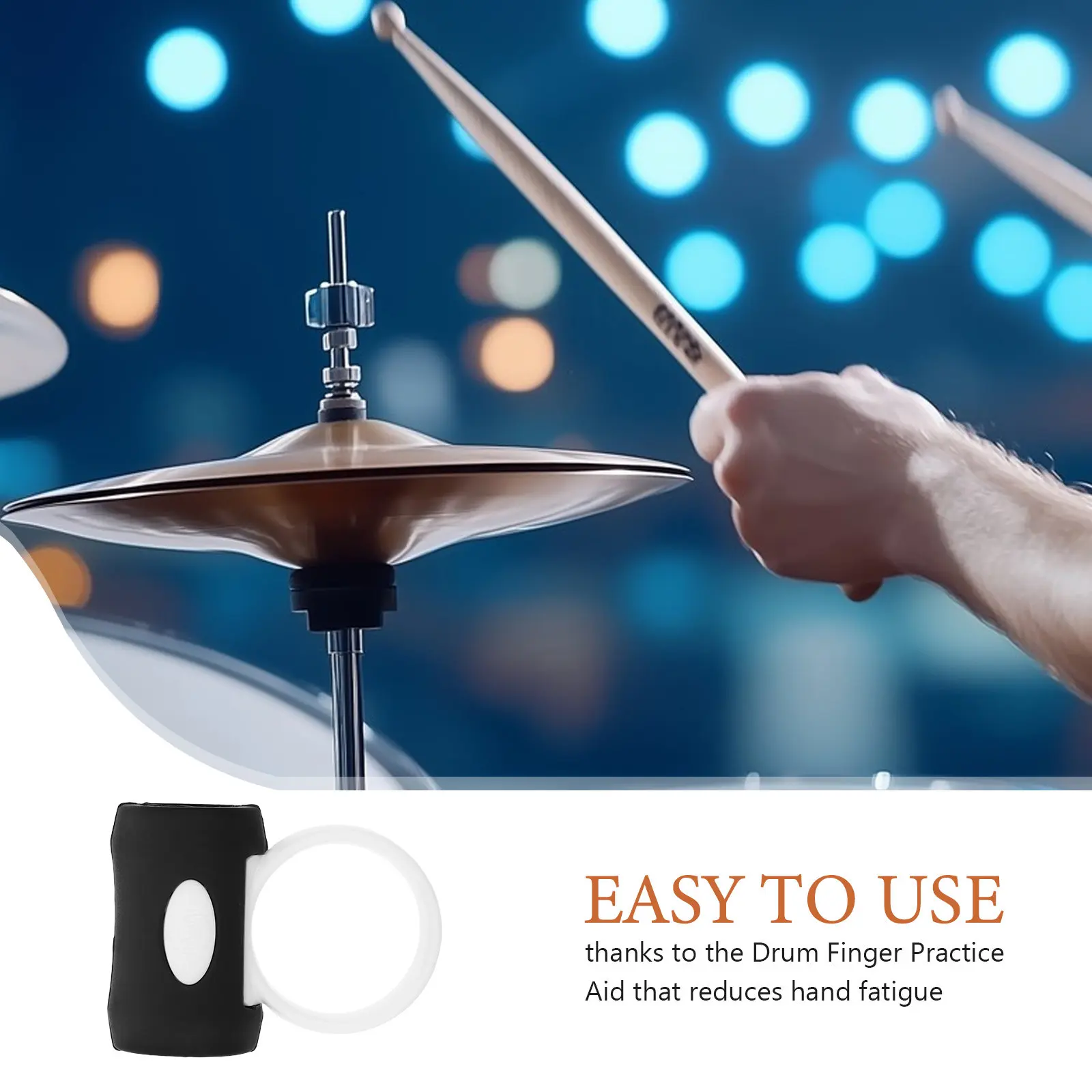 2Pcs Drum Parts Anti Slip Drum Stick Control Finger Rings 5A Rotating Clips for Band Practice Drummer Accessories