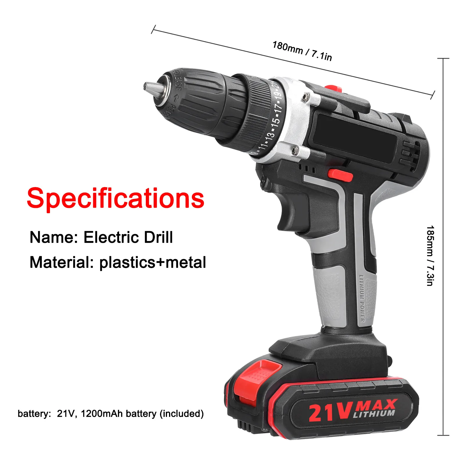 Cordless Lithium Hammer Drill Set, Multifunctional Hand Drill with Screwdriver Function for Home Use
