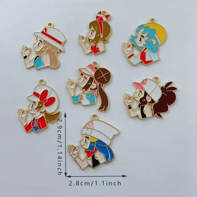 10pcs Cartoon Girl Drip Oil Alloy DIY Accessories Bracelet Necklace Keychain Pendant Accessories view 6