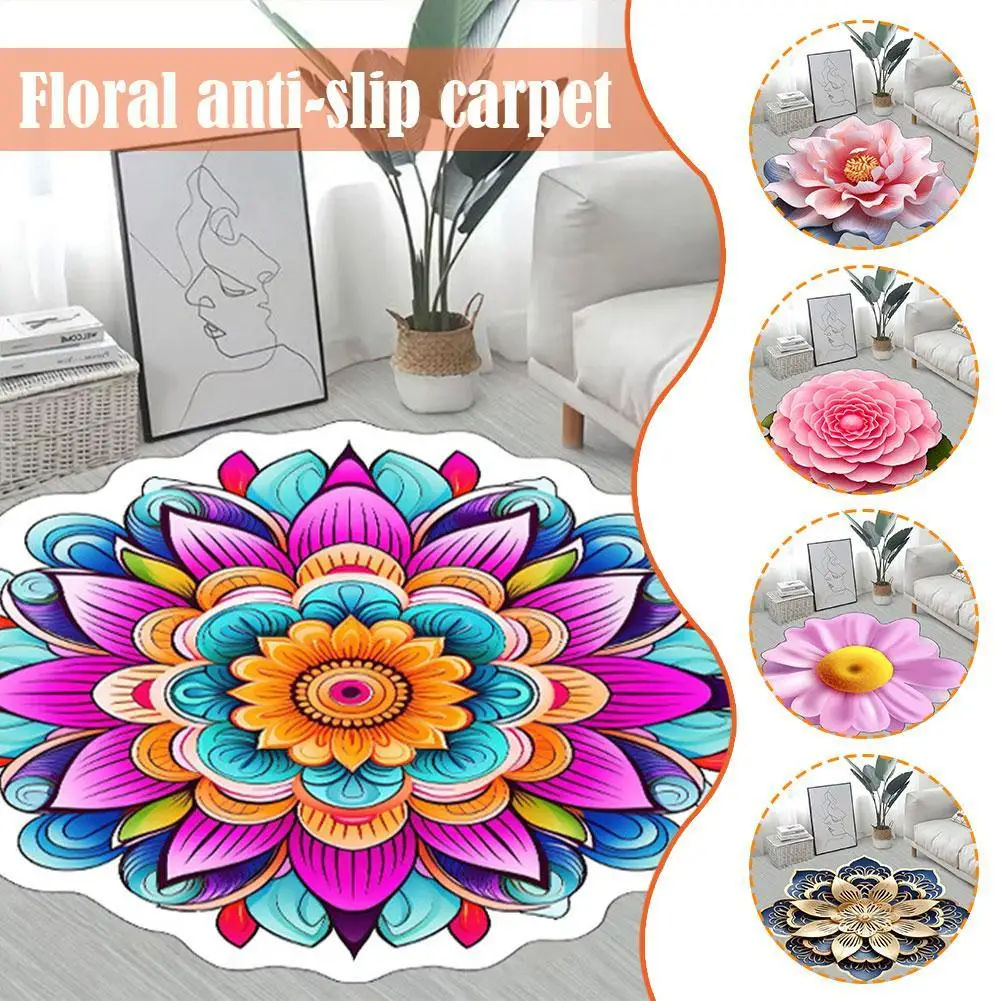 

Nordic Style Living Room Decoration Flower Shape Carpet Home Non-slip Mat Nordic Living Room Decoration Crystal Pile 3d Carpet