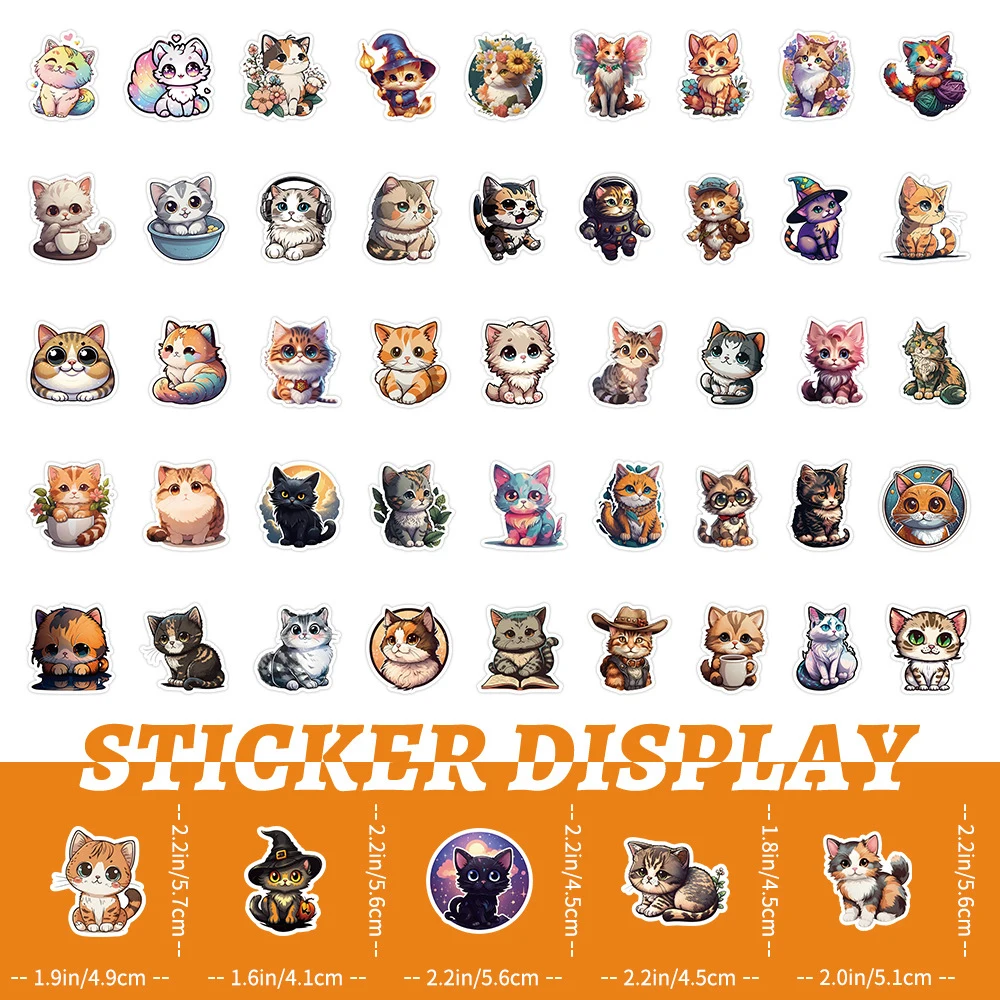 10/30/53pcs Cute Cartoon Cat Graffiti Stickers Decals Laptop Phone Suitcase Diary Decoration Stationery Sticker for Kids Toys