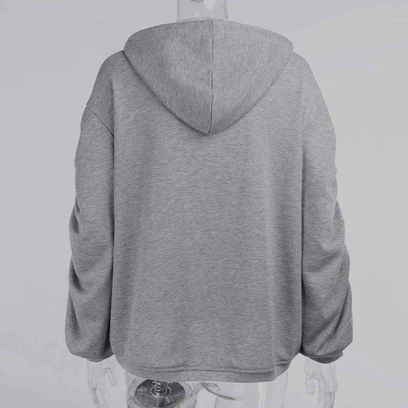 Women Casual Loose Hooded Sweatshirt Harajuku Ruched Long Sleeve Autumn Winter Loose Drawstring Warm Cotton Hoodies Streetwear