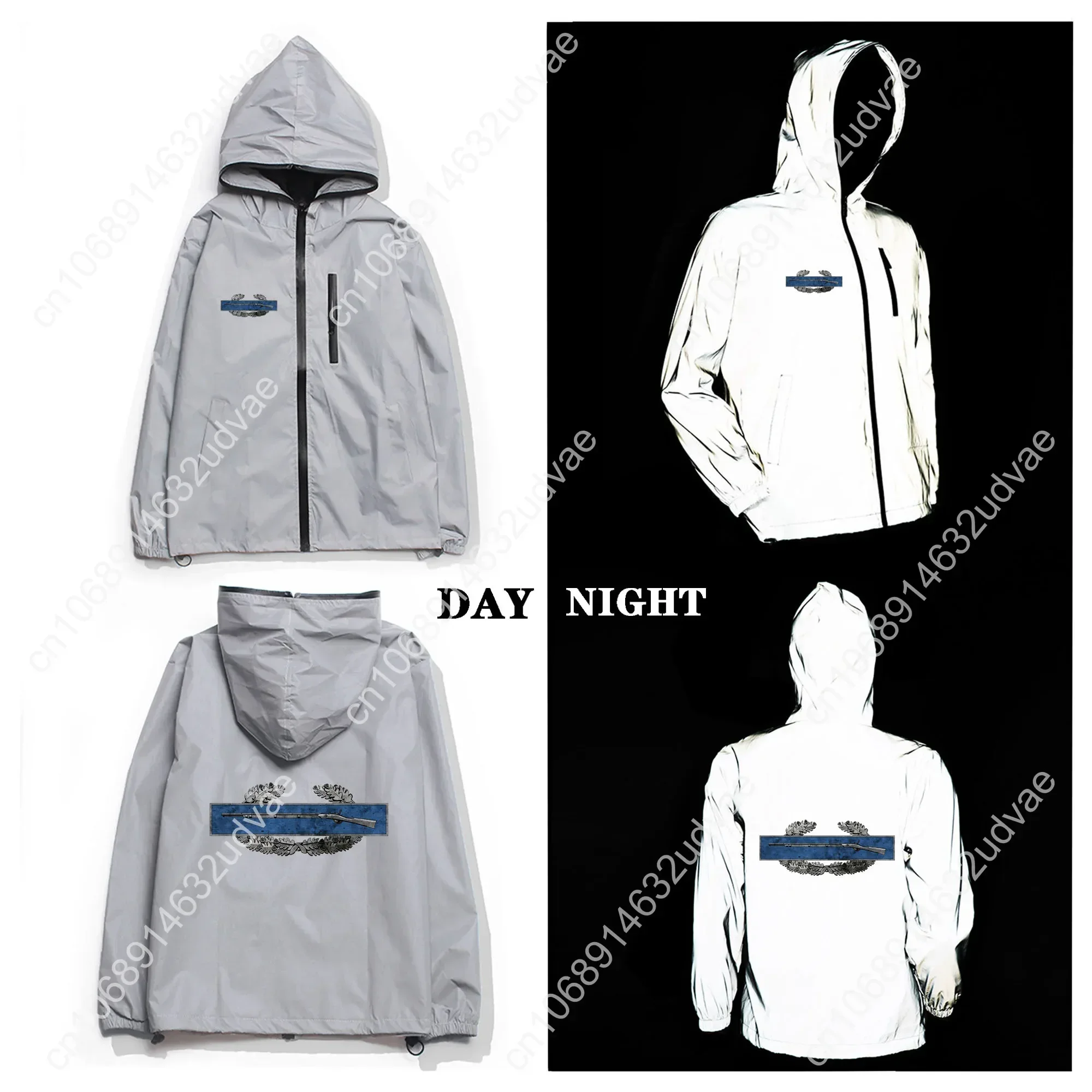 Combat Infantry Badge Reflective Jacket Mens Womens Coat Hooded Windbreaker Runing Pocket Jackets Zipper Customized Hoodie