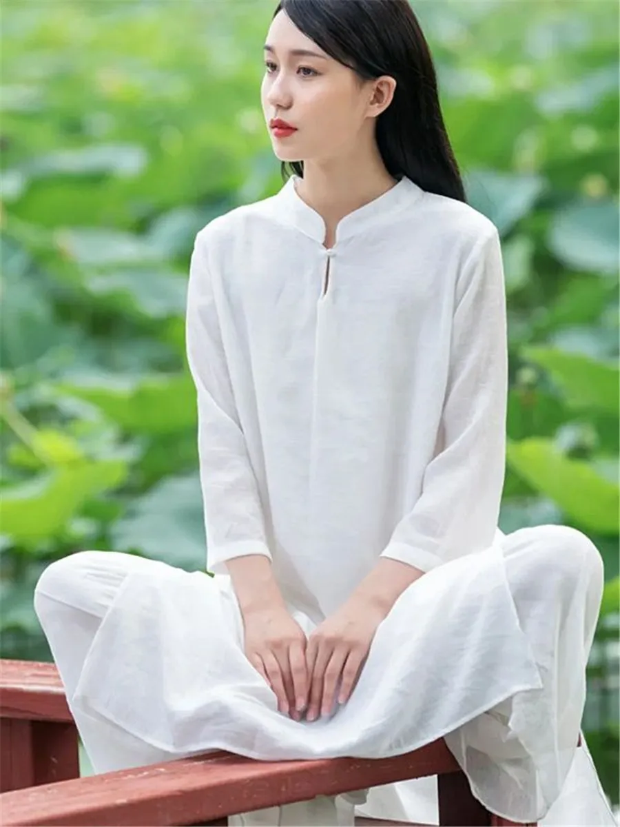 2026 chinese vintage set kung fu tai chi martial arts clothes traditional taichi wushu cotton linen set practice outdoor walking