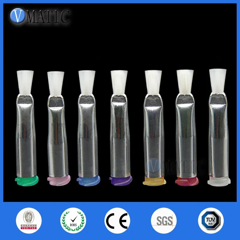 Free Shipping 10Pcs Pneumatic Fittings 18G-27G Dia 3mm Flat Brush Liquid Glue Dispensing Syringes Needle Soft White Brush Tip