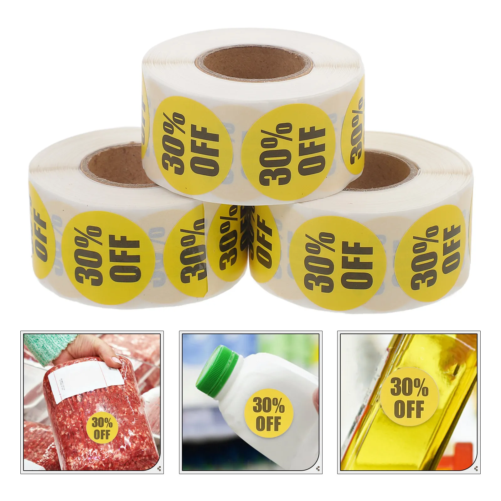 

3 рулона клейких наклеек, круглые этикетки для цен в магазинах и супермаркетах, яркие цвета, легко стираются, легко отклеиваются