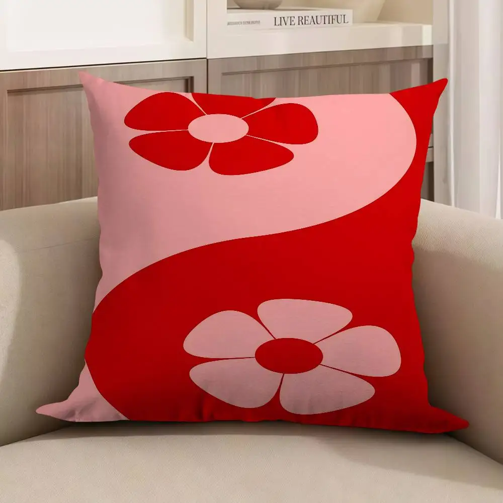 

Pink Flower Yin - Yang Stitch Lucky Dragon Pillow Cover Sofa Cushion Cover Home Room Decoration Children Gift