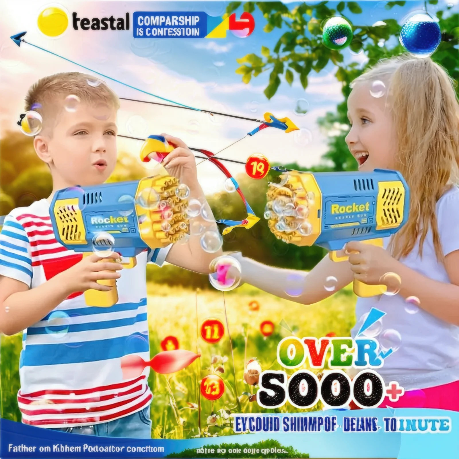 Amerikaans populair, kinderbubbelmachine speelgoedbubbelpistool, buiten jongen meisje spel speelgoed 2-pack bellenmachine, een van het kind