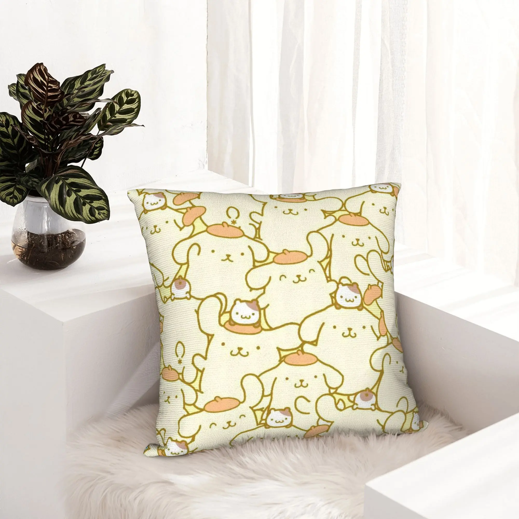 Pompompurins Cartoon Cute Pillowcase Soft Polyester Cushion Cover Decor  Pillow Case Cover Home Square 40X40cm