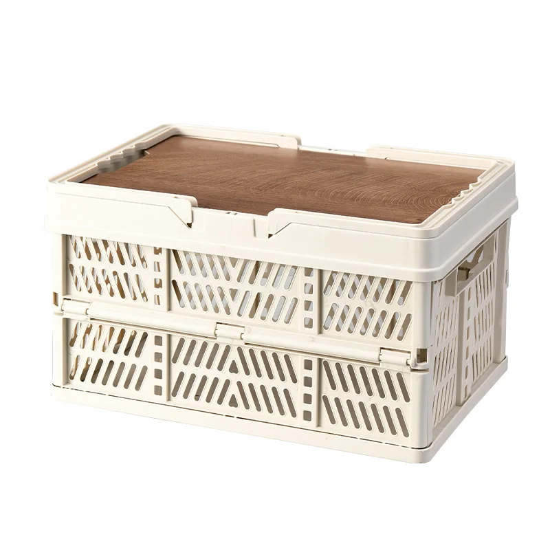 For Outdoor Box Hollow Drain Camping Box Folding Basket Side Open Picnic Blue Trunk Glove  Storage and Finishing
