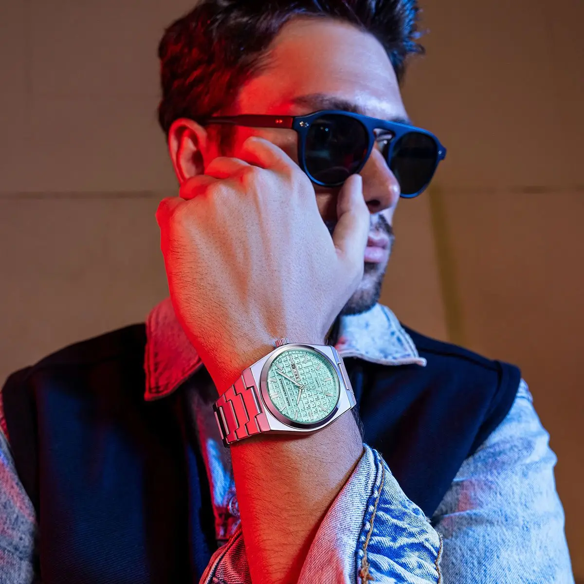 Mark fairwhale movimento de quartzo relógios moda teclado design dial semana luminosa à prova dwaterproof água calendário aço inoxidável homem relógio