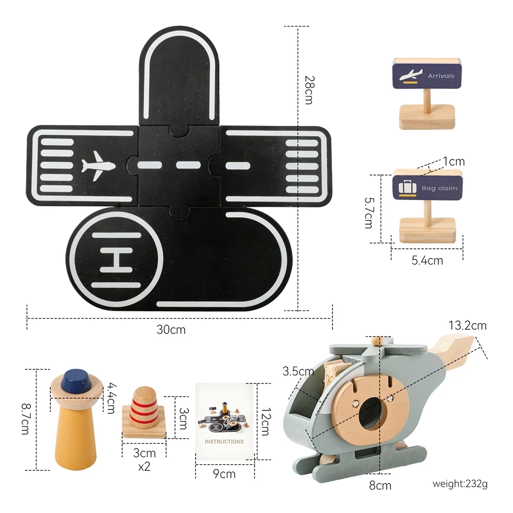 

Wooden Building Block Airplane Toy Simulating Helicopter Landing Pad scene Kid Intelligence Education Game Child Interactive Toy
