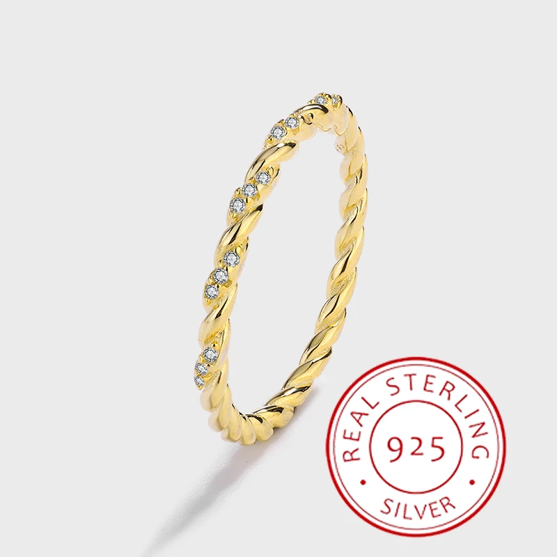 

Minimalist Authentic S925 Silver 14K Gold Twist Cross-wound Round Geometric Valentine's Day Gift Jewelry