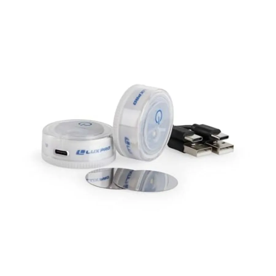 Waterproof Micro LED Rechargeable Puck Lights - Adhesive Lighting Ideal for Under Cabinets, in Tackle Boxes, or On Bookcases -