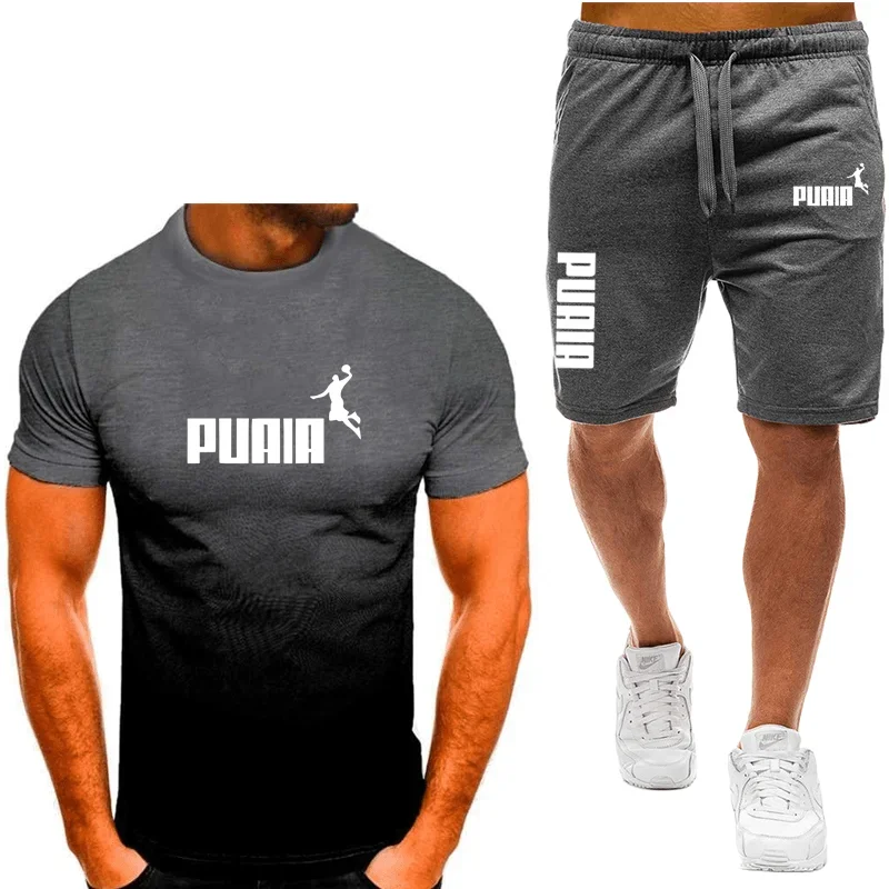 2024 new men\'s sportswear fitness set running suit casual T-shirt+shorts set breathable jogging sportswear 2-piece set for men