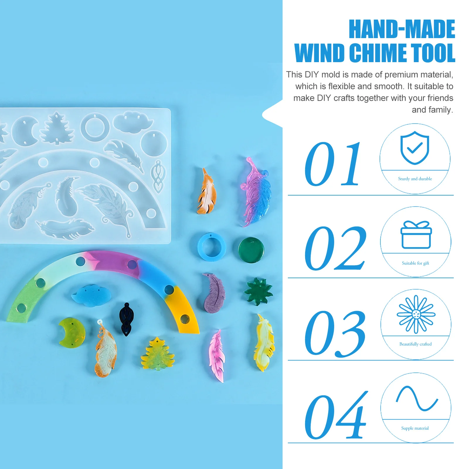 مجموعة قوالب جرس الرياح من السيليكون ملحقات يدوية الصنع لأداة رنين الرياح مستلزمات صناعة يدوية قالب بلوم #5