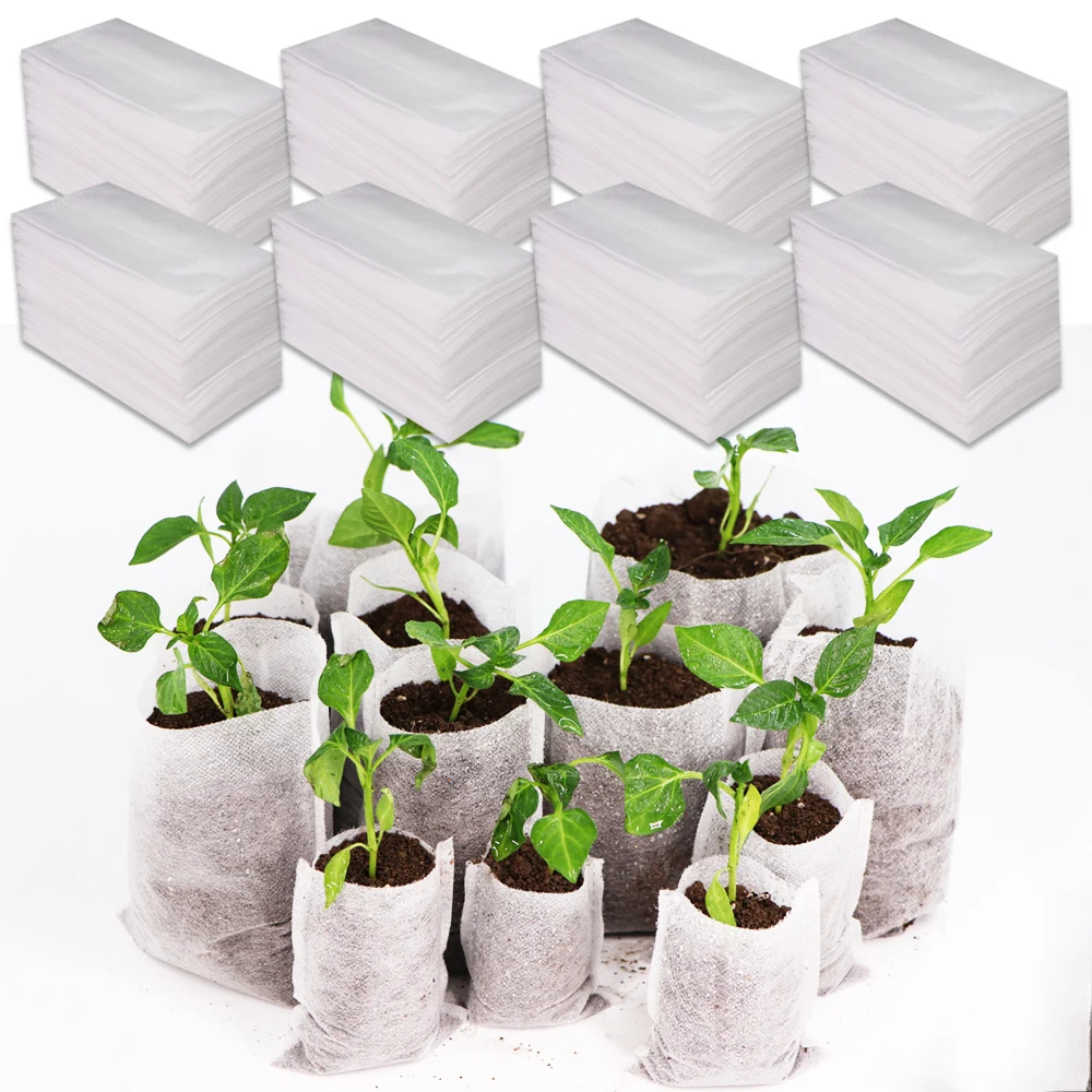 100/50 PCS Biodegradable Seedlings Nursery Bags Non-Woven Plants Grow Bags Fabric Seeds Pots Garden Eco-Friendly Aeration Pouch