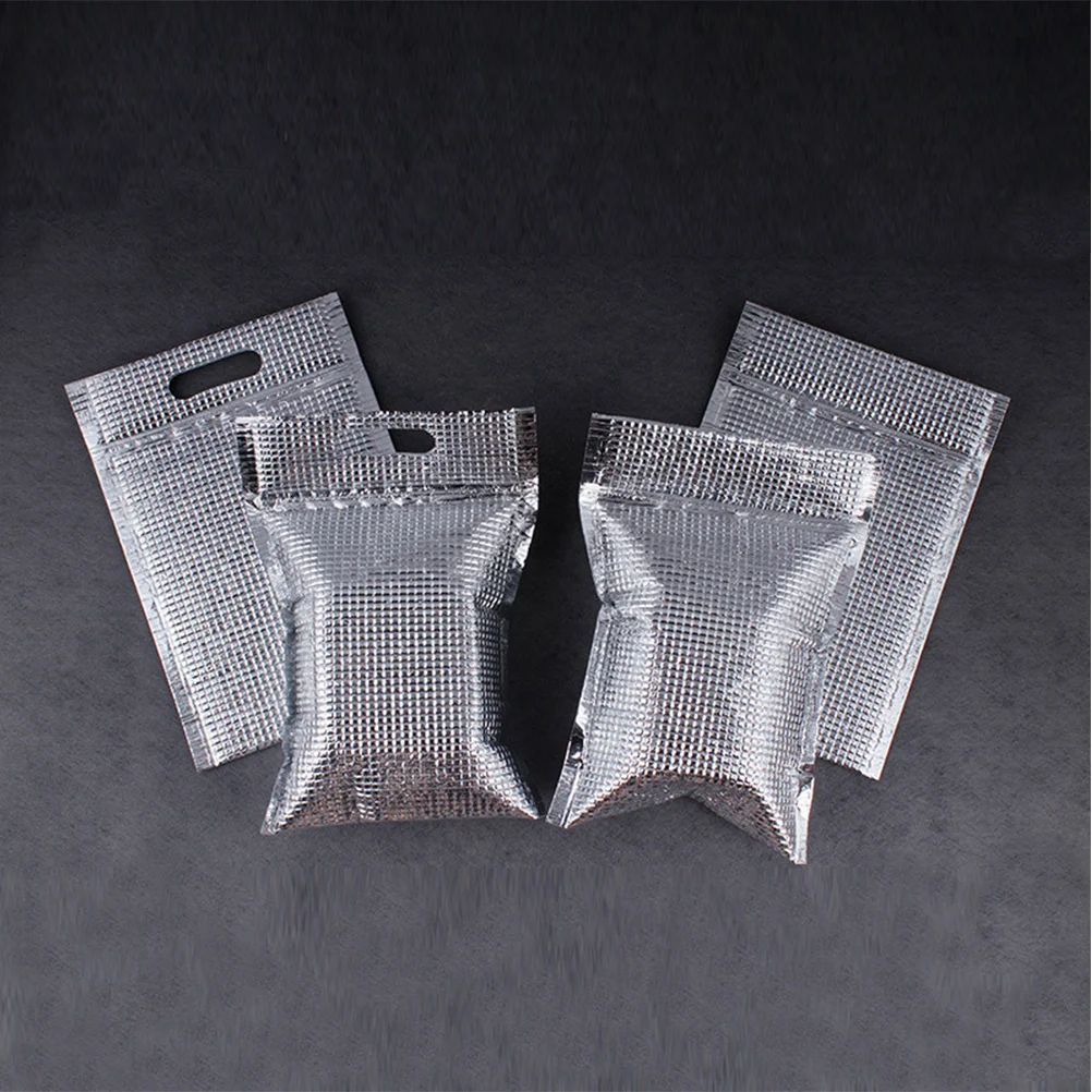 

5Pcs Food Storage Bag Aluminum Foil Insulation Heat Preservation Bag Lightweight Odorless Eco-Friendly with Hole for Home Cafe