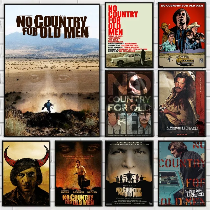 Classic Thriller Movie No Country for Old Men Posters Film Poster Canvas Painting Retro Wall Art Cinema Living Room Decor Gift