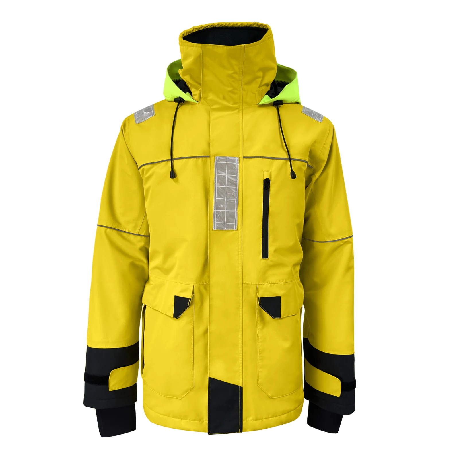 Men's Nautical Sailing Jacket Warm Windproof Waterproof Breathable With Windproof Hood With Reflective Stripes On Front