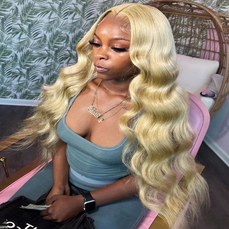 

Парик из натуральных волос 613 HD 13X6, 100% кружевной фронтальный парик, медово-русый, с эффектом Body Wave, женский, из вьетнамских необработанных волос, предварительно снятая линия роста волос