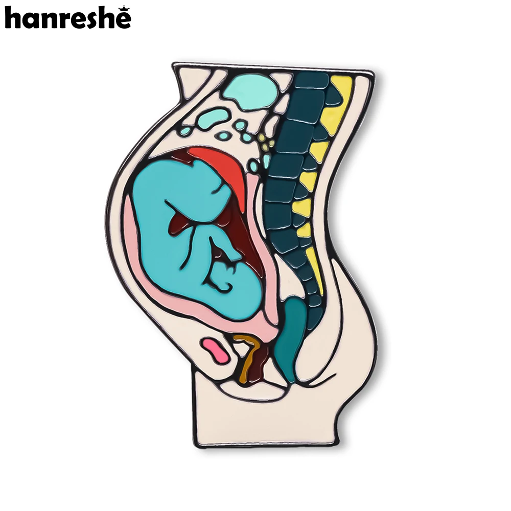 Hanreshe Obstetrics Enamel Baby Pin Medical Gynecology Anatomy Brooch Lapel Badge Jewelry for Dcotor Obstetricians Midwife